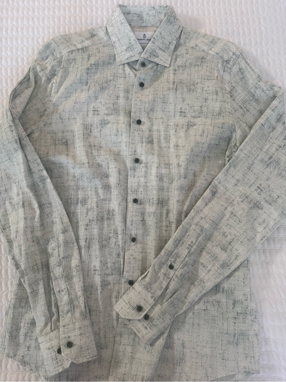 Men's Emanuel Berg Long-Sleeve Textured Button-Up Shirt - Light Green